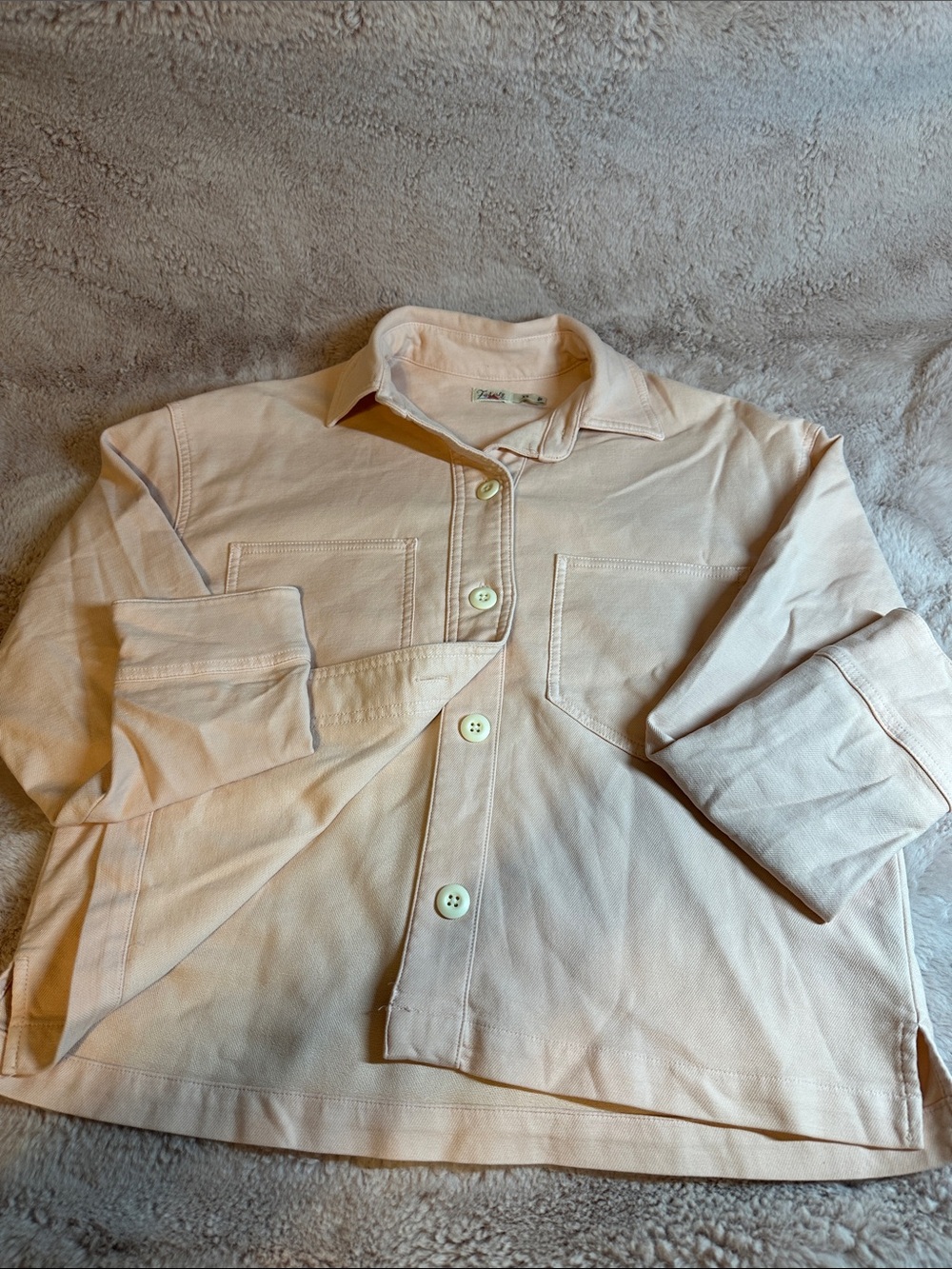 Faherty Pale Pink Button-Front Jean Jacket